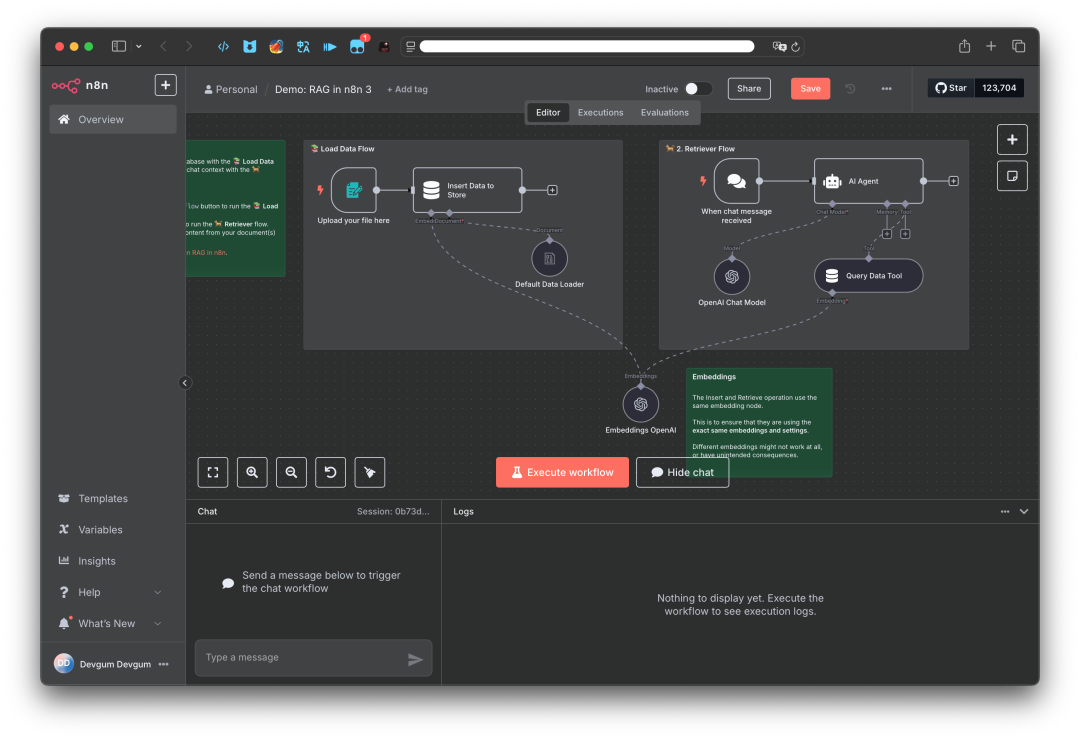 N8N提供的RAG示例工作流