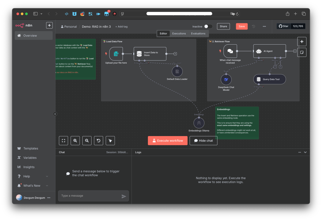 图片中将模版中的OpenAI Chat Model替换成了DeepSeek Chat Model