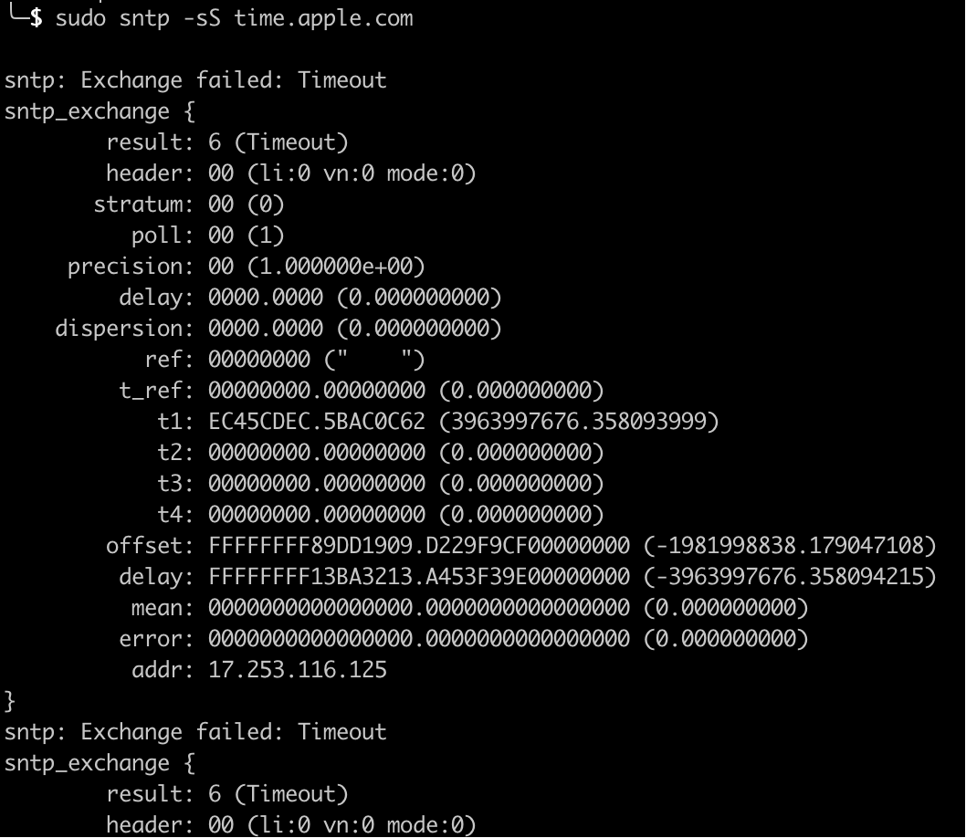 运行同步时间的命令-效果