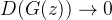$D(G(z)) \to 0$